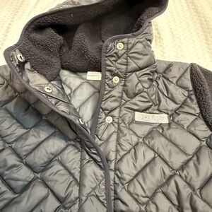 Columbia Quilted Hooded 1/4 Fleece Jacket - Black - Women’s size large - EUC